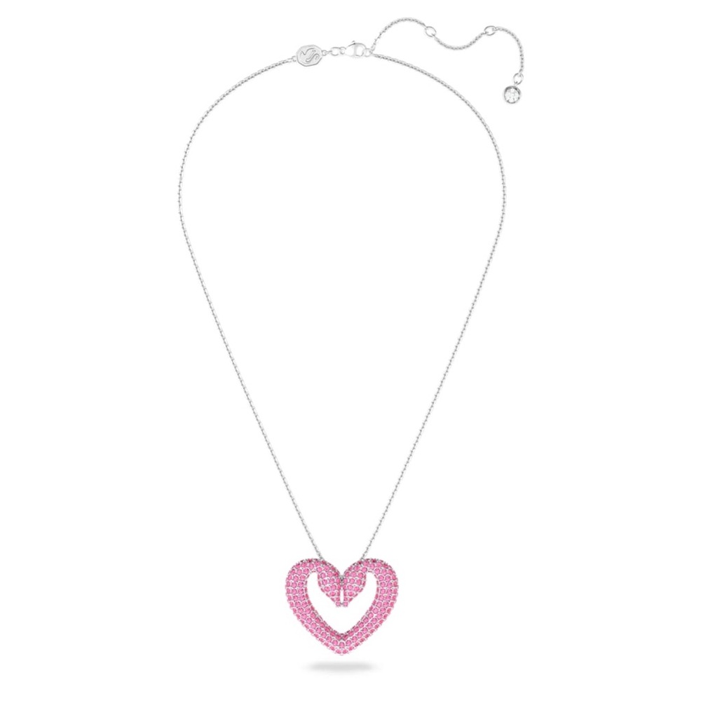 Swarovski Sublima Large Pink Heart Swan Pendant Necklace NWT with Box